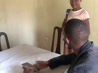 Ebony mahasiswa takes advantage of her guru during a lesson